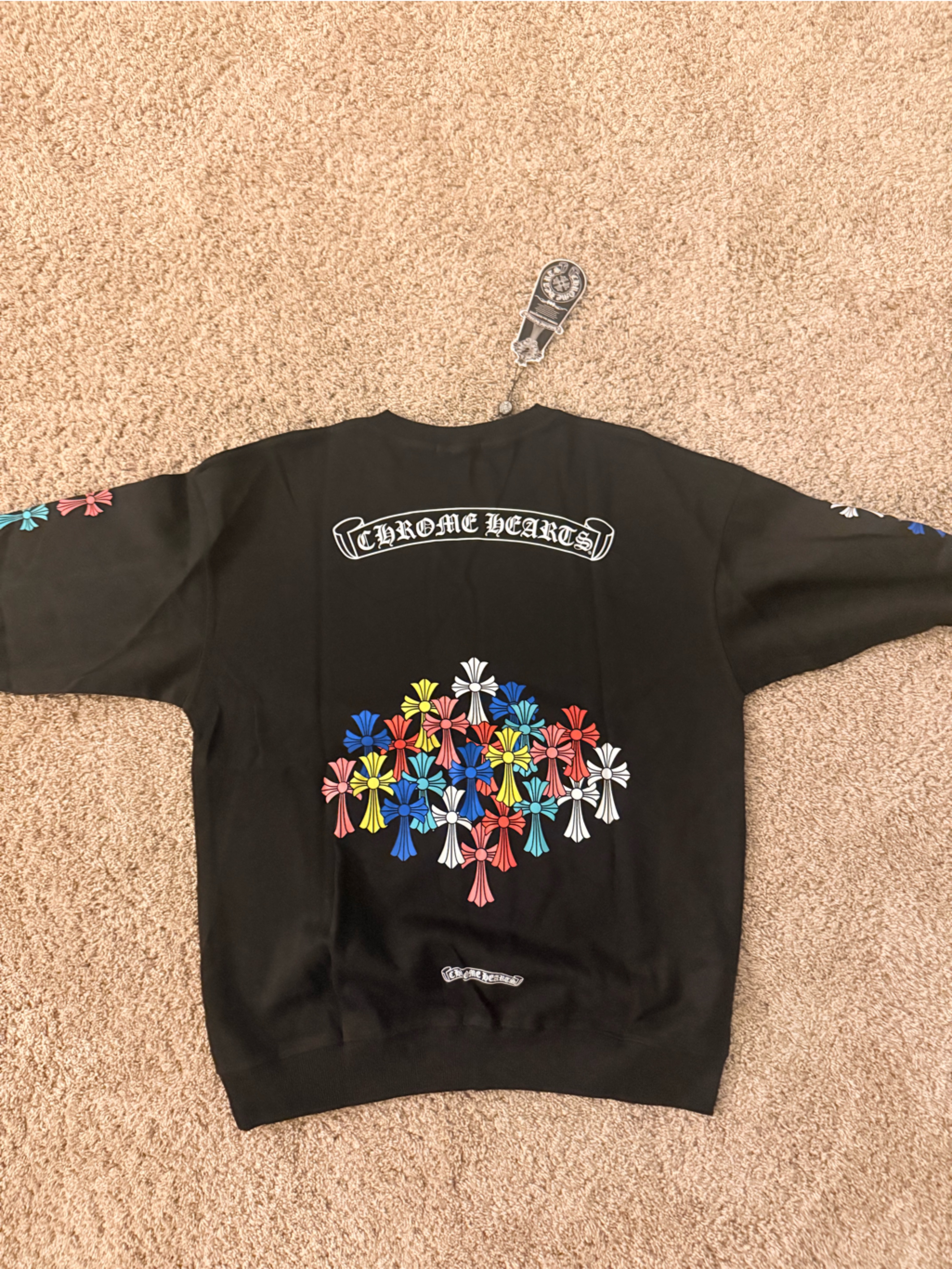 Black Kids Long-Sleeve Top With Colorful Sleeve Accents — image 2 of 2